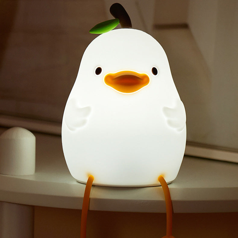 Squishy Silicone Pear Duck LED Night Light - Perfect Gift for Kids and Girls