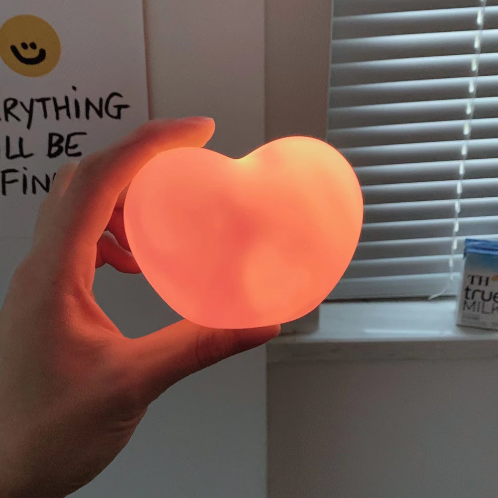 Squishy Silicone Pink Heart LED Lamp - Perfect Gift for Kids and Girls