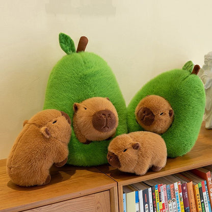 Cuteee Family Baby Kawaii Capybara Avocat en peluche