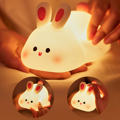 Cute Rabbit LED Squishy Tap Tap Night Light Lamp