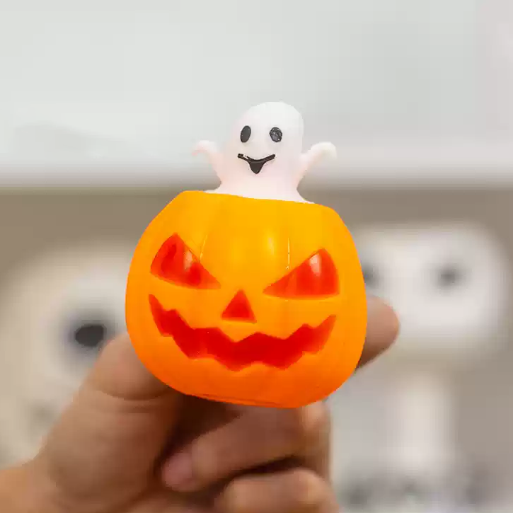 Quetschspielzeug mit Totenkopf-Kürbis zum Stressabbau – Perfektes Geschenk für Halloween