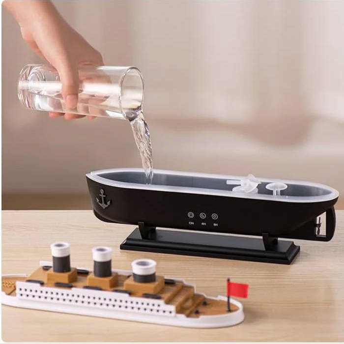 Ship Model Humidifier with LED Lights & Remote Control