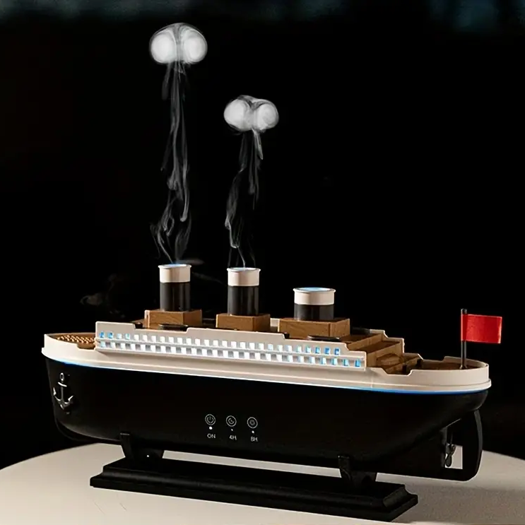 Ship Model Humidifier with LED Lights & Remote Control