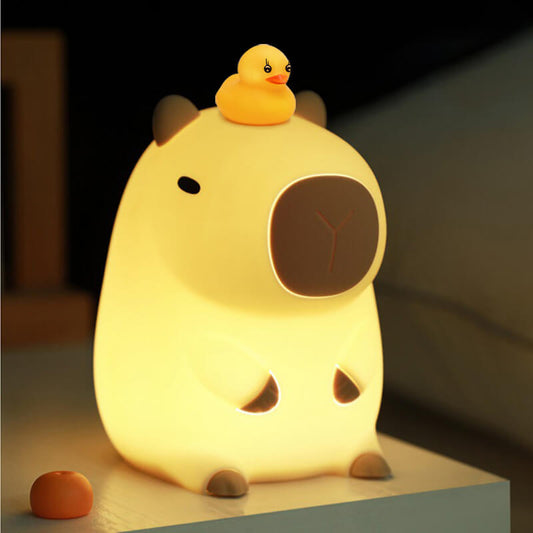 Capybara mit Ente Squishy Nachtlicht für Geschenk LED USB wiederaufladbare Capybara Lampe 1200mAh