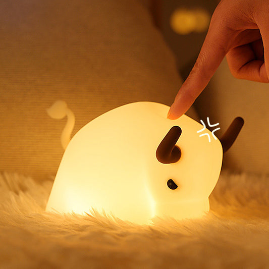 Squishy Silicone Angry Bull LED Night Light - Perfect Gift for Kids and Girls