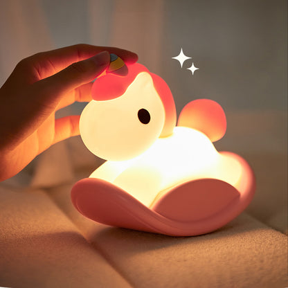 Veilleuse LED en silicone squishy en forme de licorne de Troie - Cadeau idéal pour les enfants et les filles