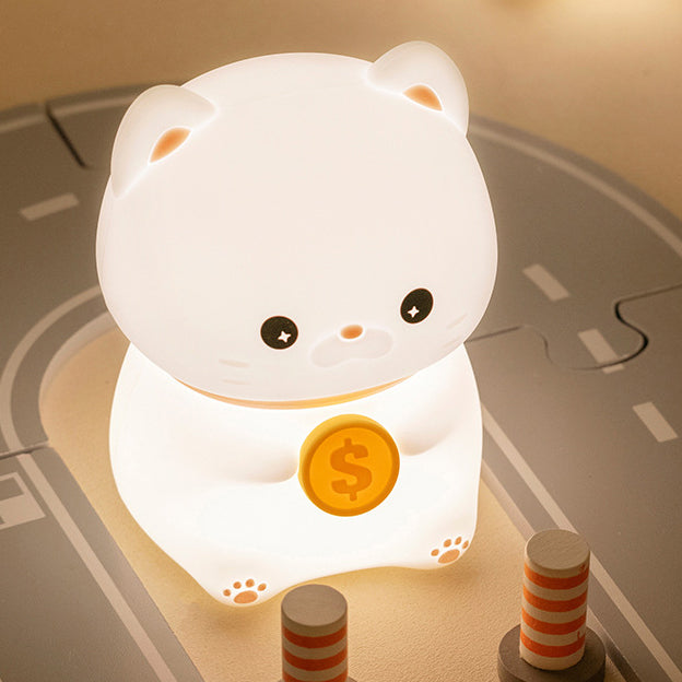 Squishy Silicone Kitten with Coin LED Night Light - Perfect Gift for Kids and Girls