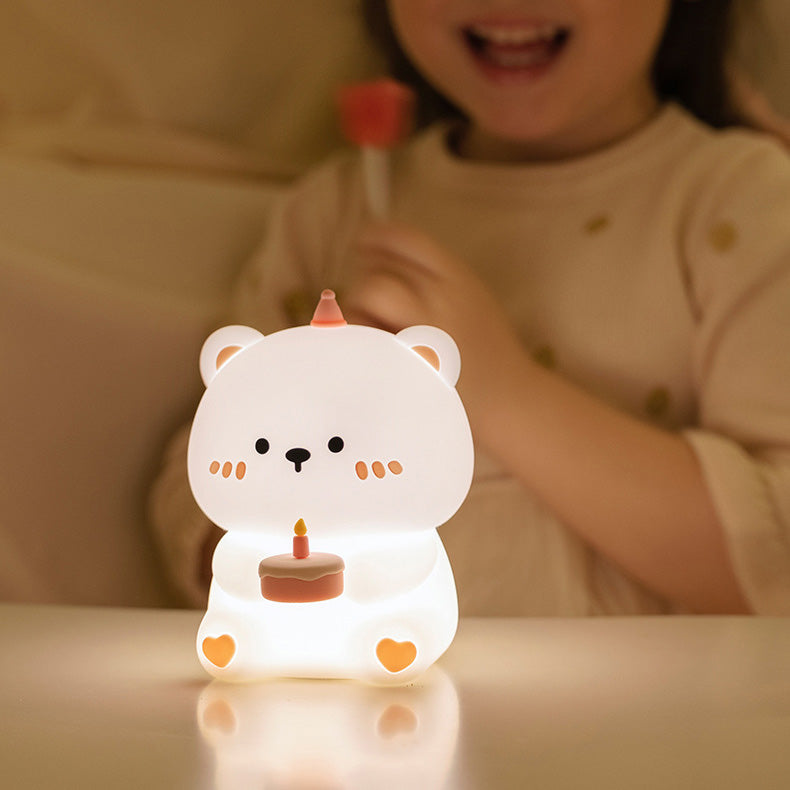 Squishy Silikon-Kuchenbär-LED-Nachtlicht – perfektes Geschenk für Kinder und Mädchen