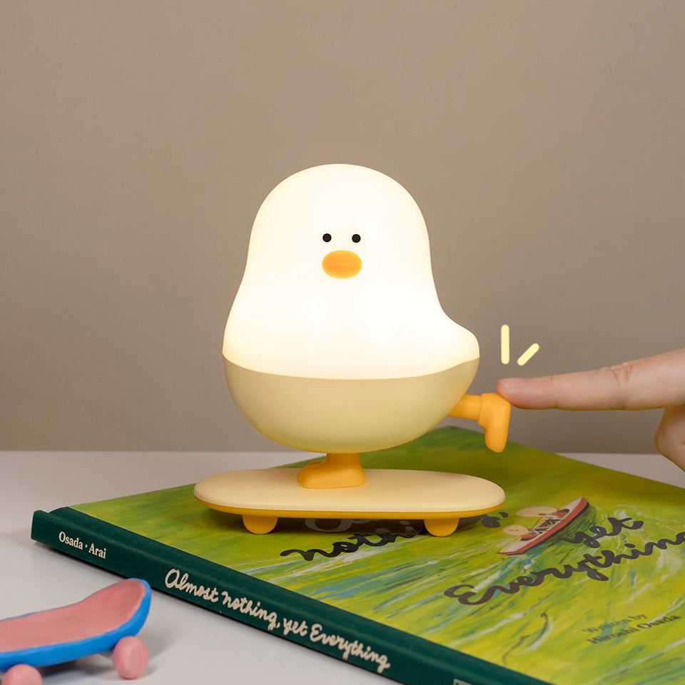 Squishy Silicone Skateboarding Chicken LED Night Light - Perfect Gift for Kids and Girls