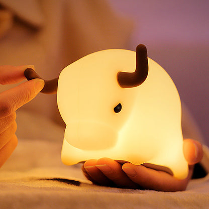 Squishy Silicone Angry Bull LED Night Light - Perfect Gift for Kids and Girls