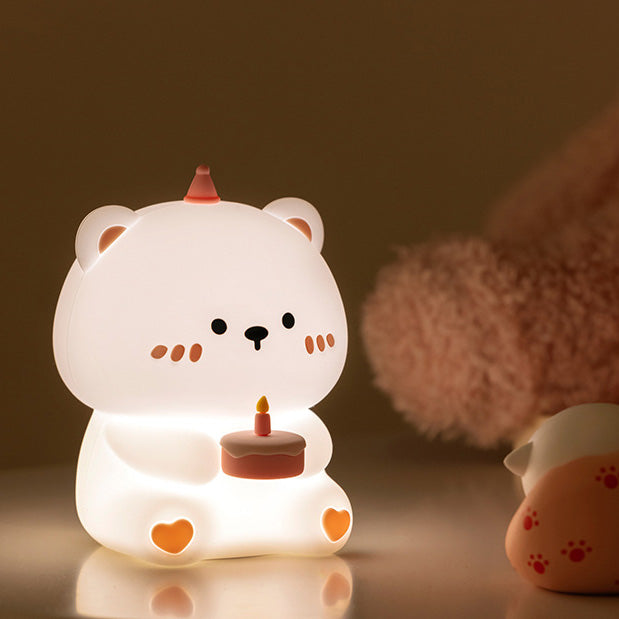 Squishy Silikon-Kuchenbär-LED-Nachtlicht – perfektes Geschenk für Kinder und Mädchen