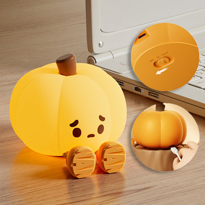 Pumpkin Night Light LED Squishy Silicone Tap Lamp Best Gift for Baby and Girl