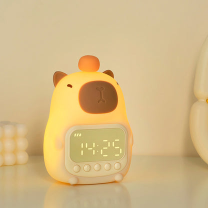 Réveil Capybara en silicone souple avec veilleuse LED - Cadeau idéal pour les enfants et les filles