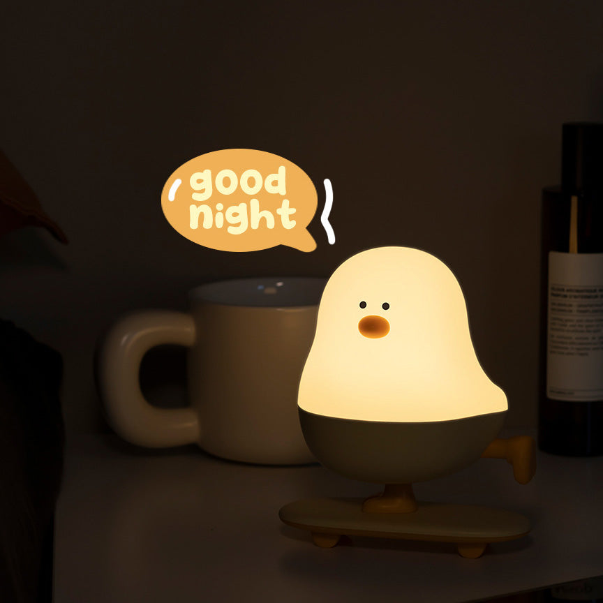 Squishy Silicone Skateboarding Chicken LED Night Light - Perfect Gift for Kids and Girls