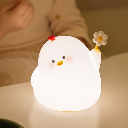 Cute Chicken Night Light LED Squishy Silicone Tap Lamp Best Gift for Baby and Girl