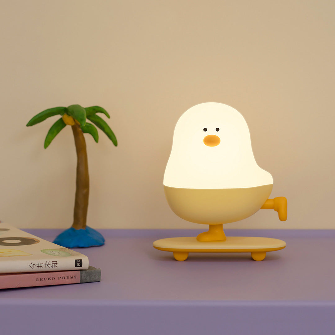 Squishy Silicone Skateboarding Chicken LED Night Light - Perfect Gift for Kids and Girls