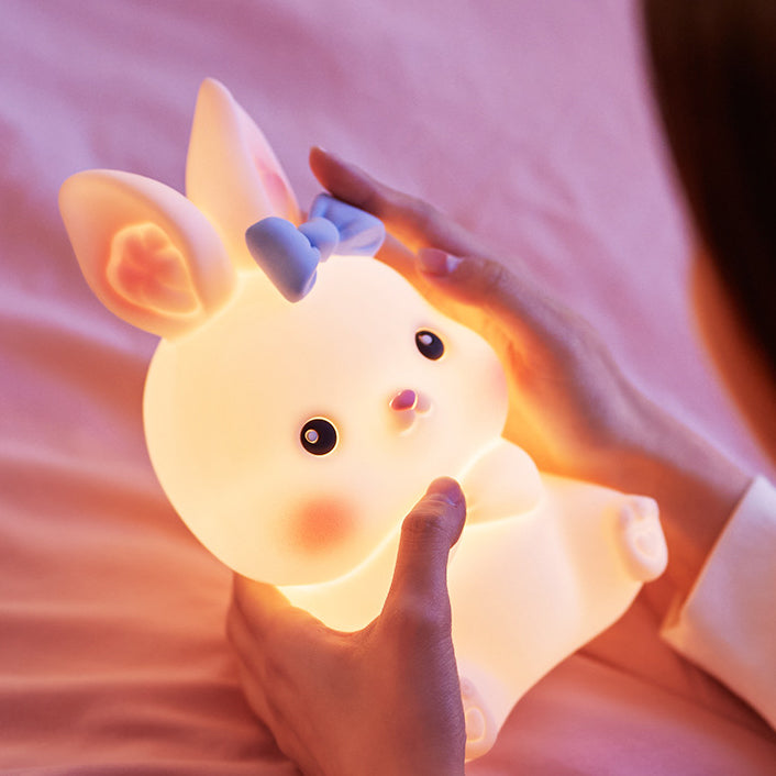 Squishy Silikon-Schleife, Häschen, LED-Nachtlicht – perfektes Geschenk für Kinder und Mädchen