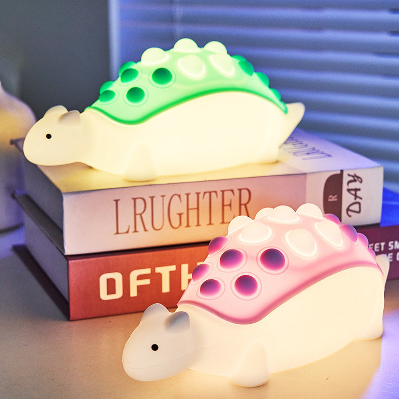 Squishy Silicone Dinosaur Pop-it LED Night Light - Perfect Gift for Kids and Girls