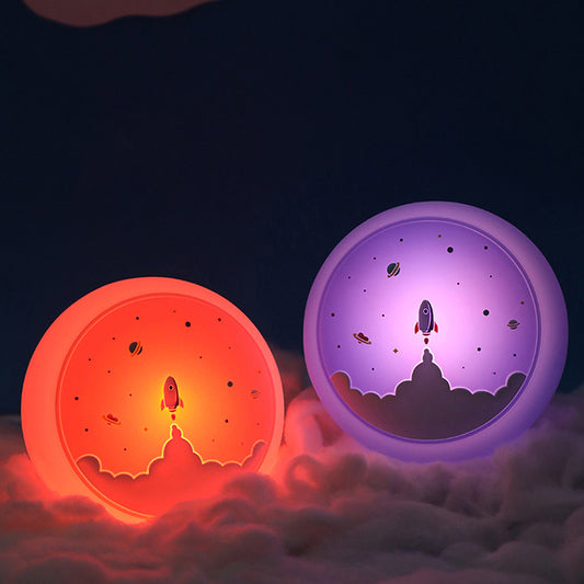 Squishy Silicone Space Rocket LED Night Light - Perfect Gift for Kids and Girls