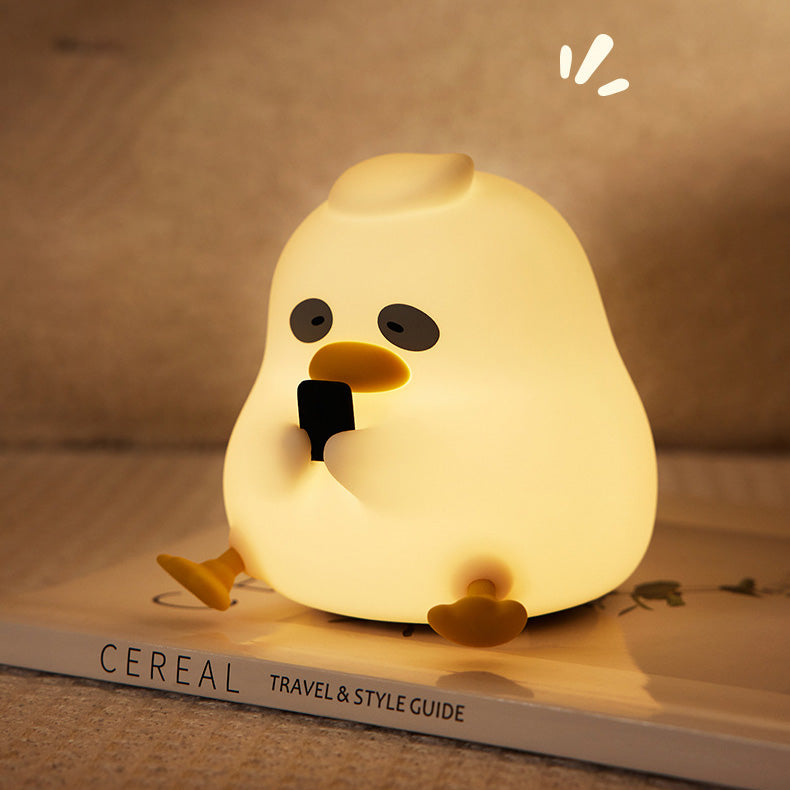 Veilleuse LED Squishy en forme de canard mignon, lampe de canard Rechargeable par USB, cadeau