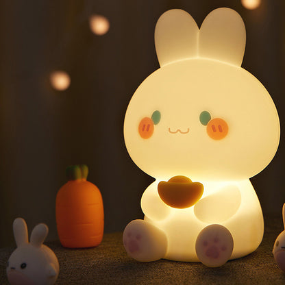 Squishy Silicone Rich Bunny LED Night Light - Perfect Gift for Kids and Girls