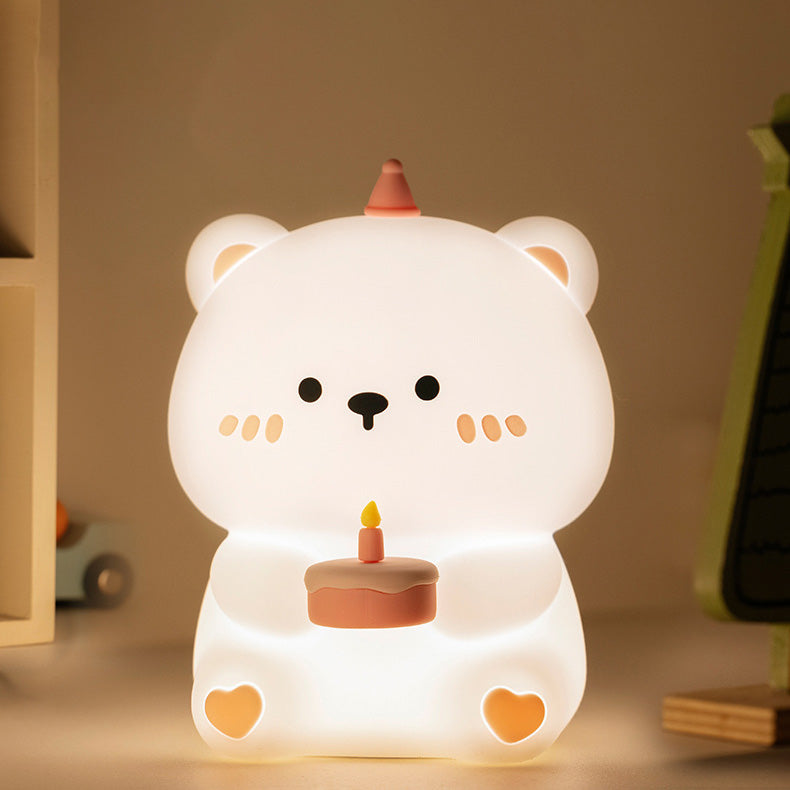 Squishy Silikon-Kuchenbär-LED-Nachtlicht – perfektes Geschenk für Kinder und Mädchen