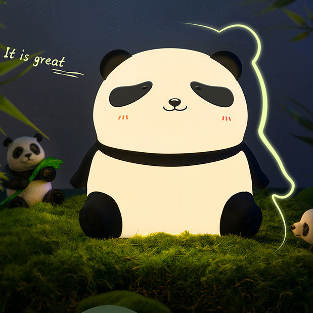 Veilleuse LED en silicone souple en forme de panda détendu - Cadeau idéal pour les enfants et les filles