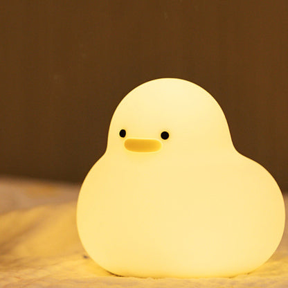 Cute Little Duck Night Light LED Squishy Silicone Tap Lamp Best Gift for Baby and Girl