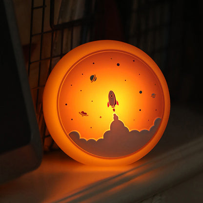 Squishy Silicone Space Rocket LED Night Light - Perfect Gift for Kids and Girls