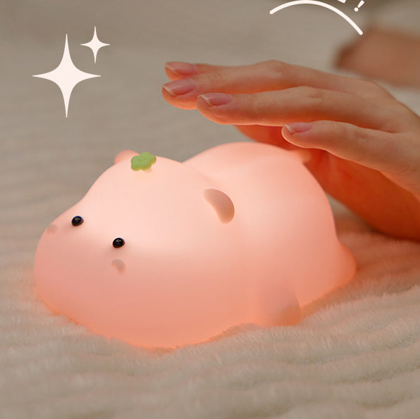 Squishy Silicone Hippo LED Night Light - Perfect Gift for Kids and Girls