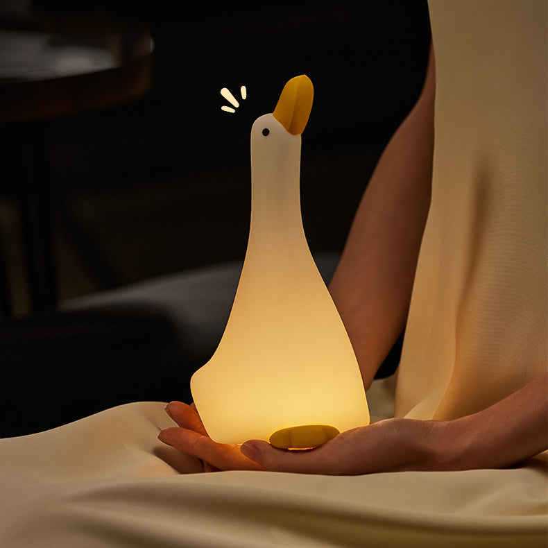 Squishy Silicone Uplooking Duck LED Night Light - Perfect Gift for Kids and Girls