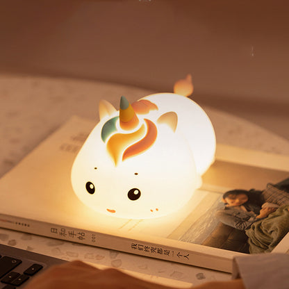 Unicorn Lying Night Light LED Squishy Silicone Tap Lamp Best Gift for Baby and Girl