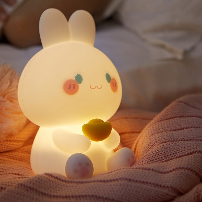 Veilleuse LED en silicone souple en forme de lapin riche - Cadeau idéal pour les enfants et les filles