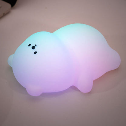 Chubby Bear Night Light 8 colors LED Squishy Silicone Tap Lamp Best Gift for Baby and Girl