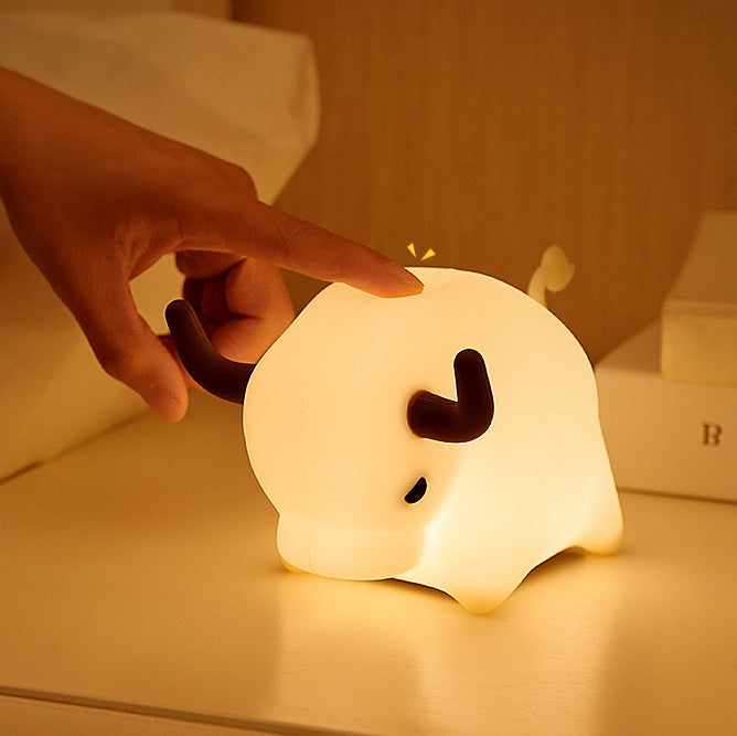 Squishy Silicone Angry Bull LED Night Light - Perfect Gift for Kids and Girls