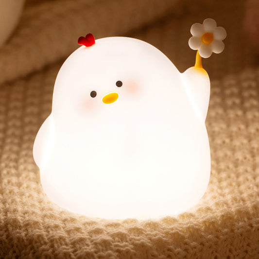 Cute Chicken Night Light LED Squishy Silicone Tap Lamp Best Gift for Baby and Girl