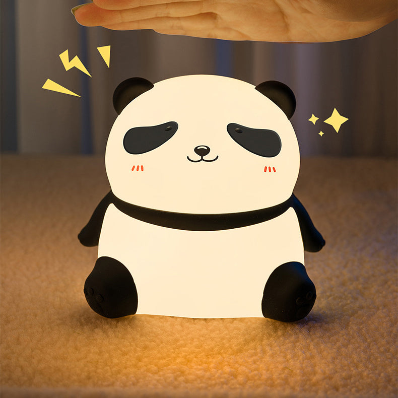 Veilleuse LED en silicone souple en forme de panda détendu - Cadeau idéal pour les enfants et les filles