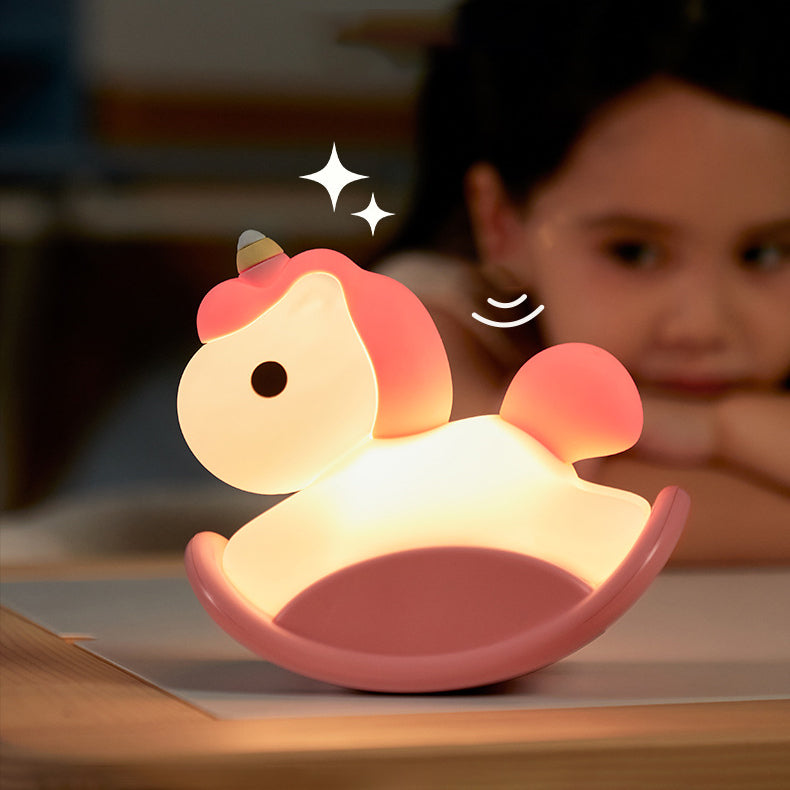 Veilleuse LED en silicone squishy en forme de licorne de Troie - Cadeau idéal pour les enfants et les filles