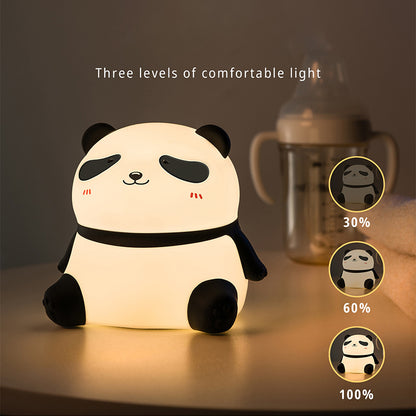 Veilleuse LED en silicone souple en forme de panda détendu - Cadeau idéal pour les enfants et les filles