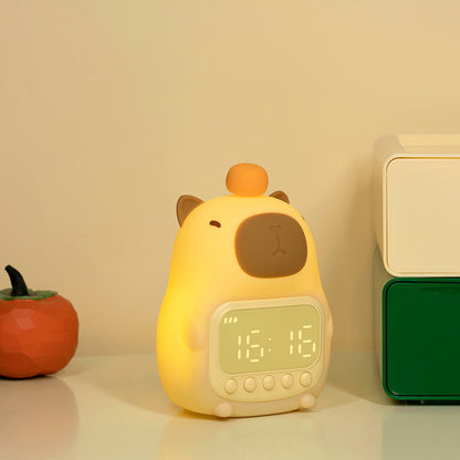 Réveil Capybara en silicone souple avec veilleuse LED - Cadeau idéal pour les enfants et les filles