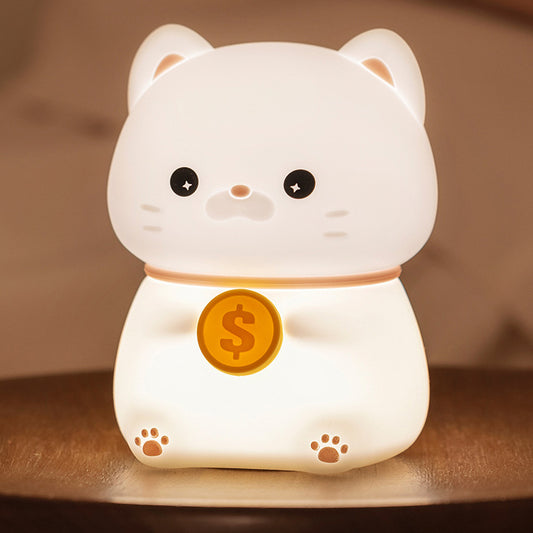 Squishy Silicone Kitten with Coin LED Night Light - Perfect Gift for Kids and Girls