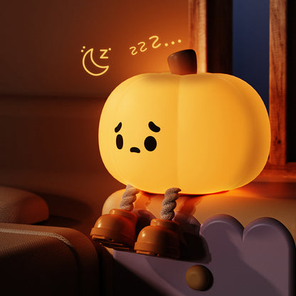 Pumpkin Night Light LED Squishy Silicone Tap Lamp Best Gift for Baby and Girl