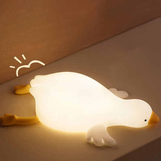 Squishy Silicone Big White Goose LED Night Light - Perfect Gift for Kids and Girls