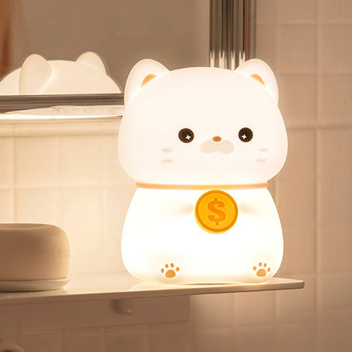 Squishy Silicone Kitten with Coin LED Night Light - Perfect Gift for Kids and Girls