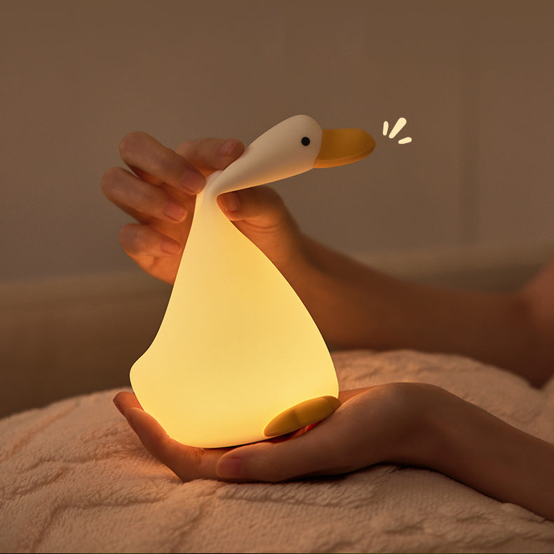 Squishy Silicone Uplooking Duck LED Night Light - Perfect Gift for Kids and Girls