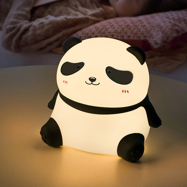 Veilleuse LED en silicone souple en forme de panda détendu - Cadeau idéal pour les enfants et les filles