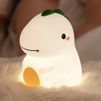 Veilleuse LED en silicone en forme de dinosaure heureux - Cadeau idéal pour les enfants et les filles