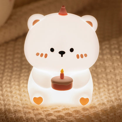 Squishy Silikon-Kuchenbär-LED-Nachtlicht – perfektes Geschenk für Kinder und Mädchen