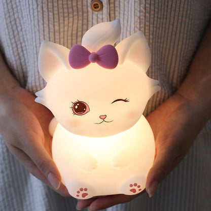 Squishy Silicone Beauty Cat LED Night Light - Perfect Gift for Kids and Girls