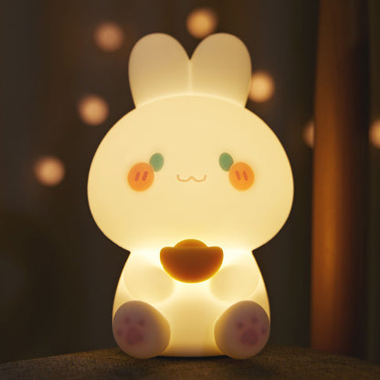 Squishy Silicone Rich Bunny LED Night Light - Perfect Gift for Kids and Girls